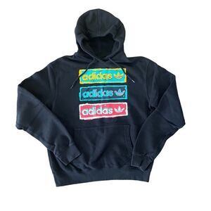 Adidas hoodie black multicolored size Small